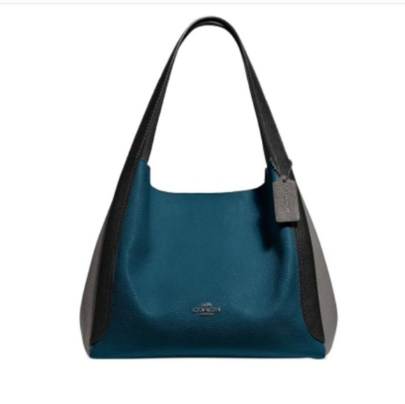 Coach Handbags - Coach Hadley Colorblock Peacock Blue and Black Shoulder Bag
